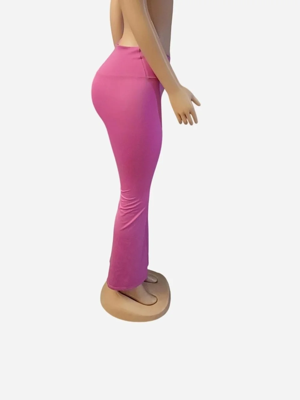 Crossover Waist Pink Flare Leggings